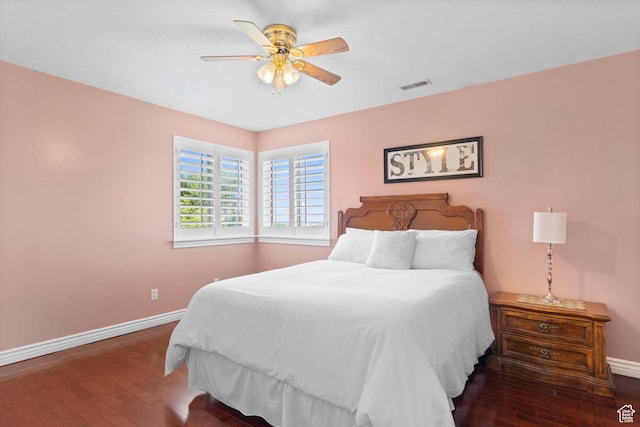 4715 S 1500 E, Ogden, UT 84403 - bedroom with baseboards, hardwood / wood-style floors, and a ceiling fan