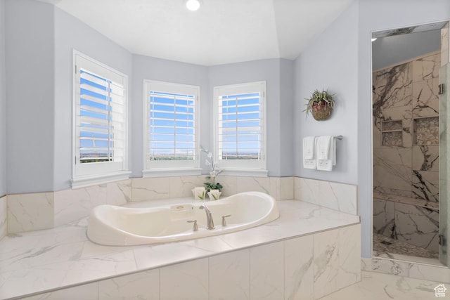 4715 S 1500 E, Ogden, UT 84403 - full bathroom with a bath, a marble finish shower, and marble finish flooring