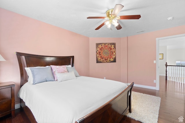 4715 S 1500 E, Ogden, UT 84403 - bedroom with dark wood-style flooring, baseboards, and ceiling fan
