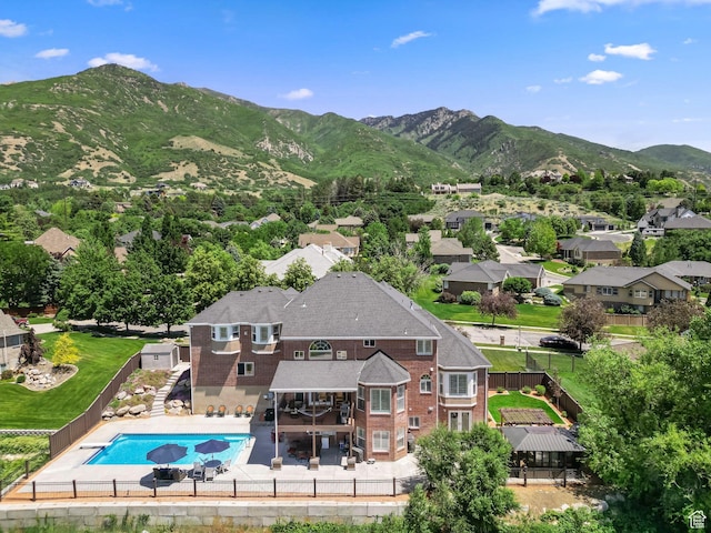 4715 S 1500 E, Ogden, UT 84403 - view of swimming pool with a fenced backyard, a mountain view, and a patio