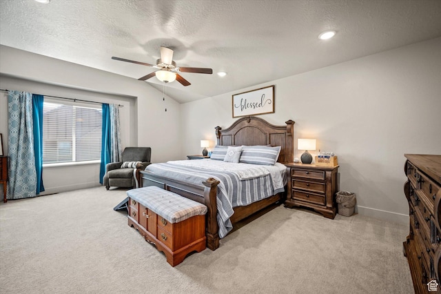 4488 S Haven Creek Rd W Unit 25D, West Haven, UT 84401 - bedroom featuring carpet floors, baseboards, lofted ceiling, a ceiling fan, and a textured ceiling