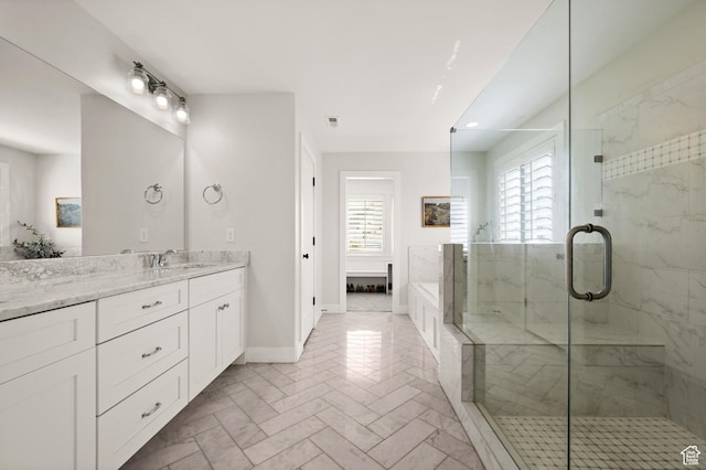12387 Timberline Dr Unit 53, Highland, UT 84003 - bathroom with vanity, a marble finish shower, and baseboards