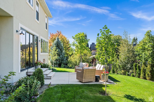 12387 Timberline Dr Unit 53, Highland, UT 84003 - view of grassy yard with a patio and an outdoor living space