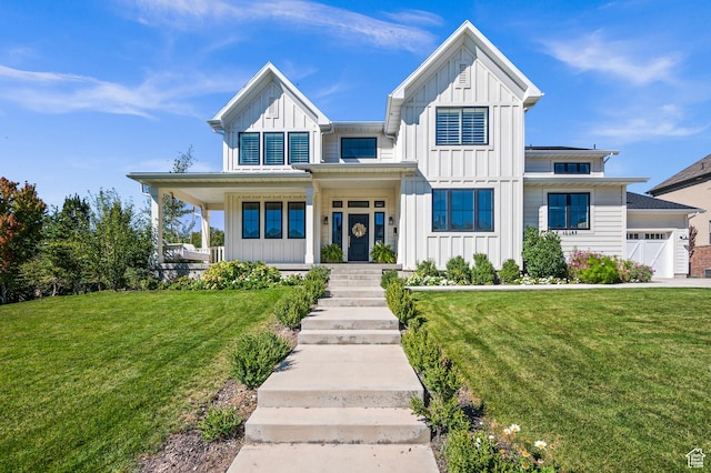 12387 Timberline Dr Unit 53, Highland, UT 84003 - modern farmhouse style home with board and batten siding, covered porch, and a front yard