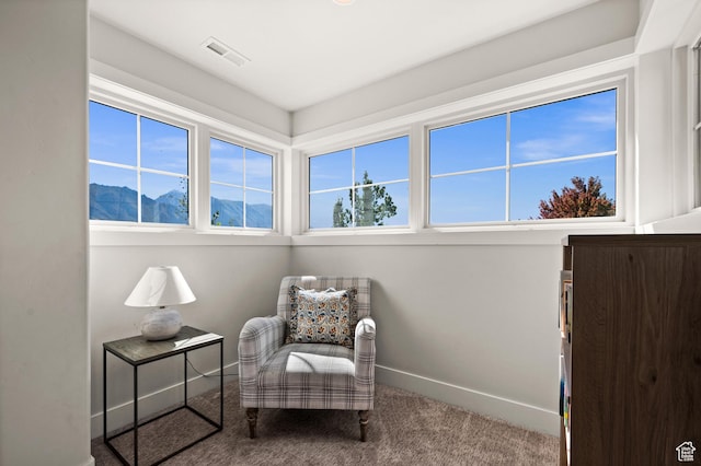 12387 Timberline Dr Unit 53, Highland, UT 84003 - sitting room with carpet flooring, healthy amount of natural light, baseboards, and a mountain view