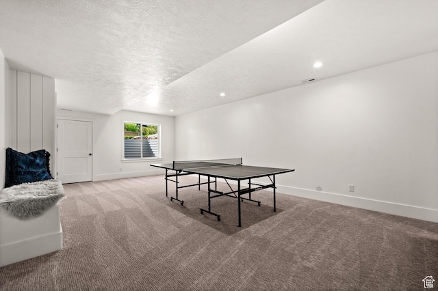 12387 Timberline Dr Unit 53, Highland, UT 84003 - recreation room with carpet flooring, a textured ceiling, baseboards, and recessed lighting