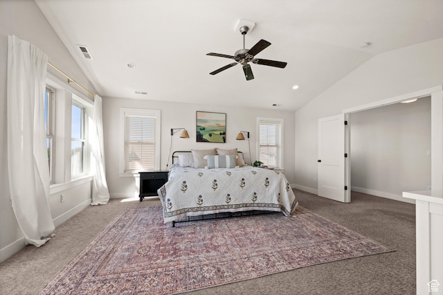 12387 Timberline Dr Unit 53, Highland, UT 84003 - bedroom with lofted ceiling, carpet flooring, baseboards, and ceiling fan