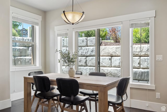 13609 N Hill Climb Ln, Kamas, UT 84036 - dining area featuring plenty of natural light, baseboards, and dark wood-type flooring