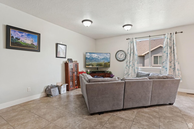 301 E Salem Park Cir, Salem, UT 84653 - living area with baseboards, a textured ceiling, and light tile patterned flooring