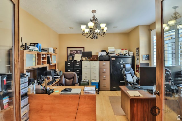 692 E 5020 N, Enoch, UT 84721 - office area featuring wood finished floors and a chandelier