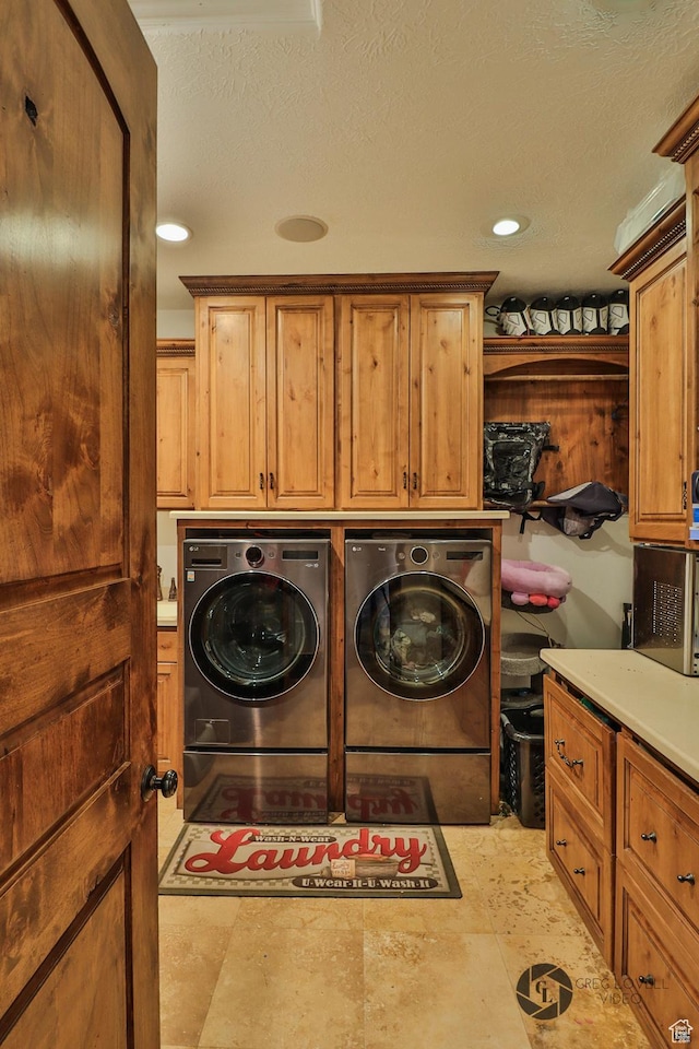 692 E 5020 N, Enoch, UT 84721 - laundry area with cabinet space, washer and clothes dryer, and recessed lighting