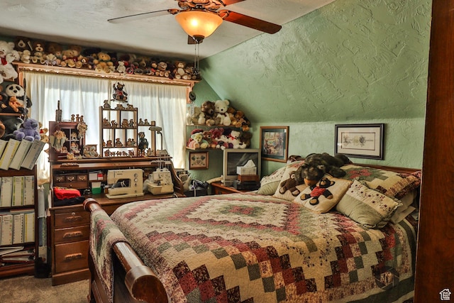 692 E 5020 N, Enoch, UT 84721 - bedroom featuring lofted ceiling, carpet flooring, and a ceiling fan