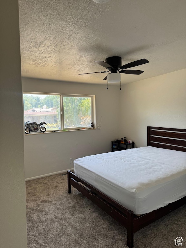 1102 W 860 N, Provo, UT 84604 - carpeted bedroom featuring a textured ceiling and a ceiling fan