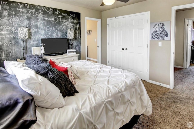 2118 W Foxwood St, West Haven, UT 84401 - carpeted bedroom featuring baseboards, a closet, and ceiling fan