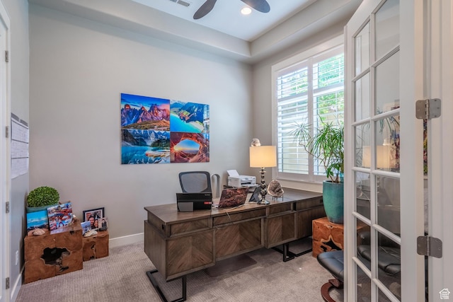 2573 S 3160 E, St George, UT 84790 - carpeted home office featuring ceiling fan, baseboards, and recessed lighting