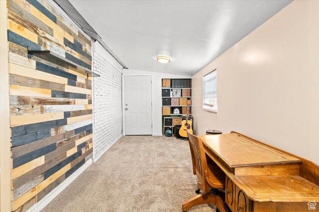 125 W 300 S, Ephraim, UT 84627 - carpeted home office with brick wall