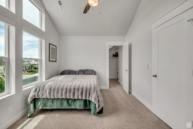 207 S Summer Breeze Ln, Layton, UT 84041 - bedroom featuring lofted ceiling, light carpet, baseboards, and a ceiling fan