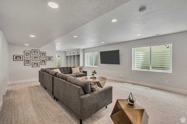 207 S Summer Breeze Ln, Layton, UT 84041 - living area with recessed lighting, baseboards, and light colored carpet