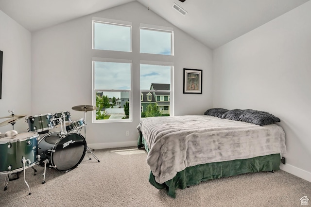 207 S Summer Breeze Ln, Layton, UT 84041 - bedroom featuring carpet flooring, lofted ceiling, and baseboards