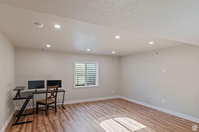 4827 N Sage Dr, Eagle Mountain, UT 84005 - office space with wood finished floors, recessed lighting, and baseboards