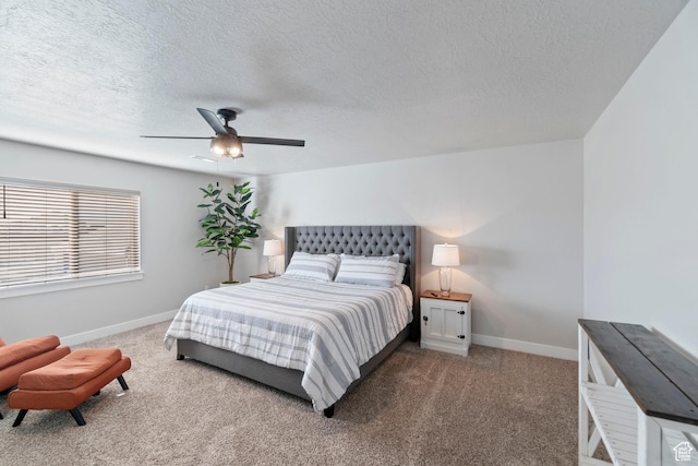 4827 N Sage Dr, Eagle Mountain, UT 84005 - carpeted bedroom with a textured ceiling, baseboards, and a ceiling fan