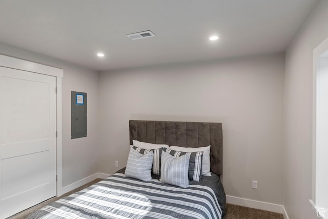 4827 N Sage Dr, Eagle Mountain, UT 84005 - bedroom with electric panel, baseboards, recessed lighting, and carpet flooring