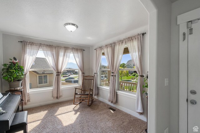 78 W Wildflower Dr, Saratoga Springs, UT 84045 - sitting room featuring carpet floors, arched walkways, and baseboards