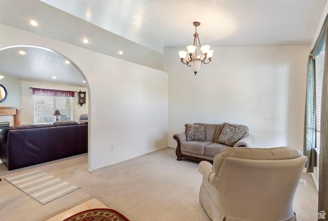 1202 N 2155 W, Clinton, UT 84015 - carpeted living room with a chandelier, recessed lighting, and baseboards