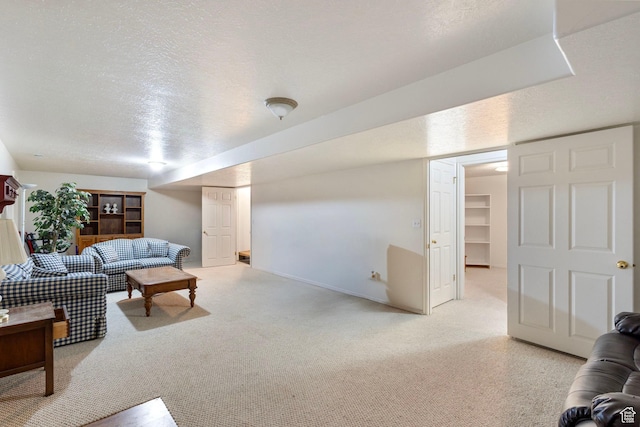 1202 N 2155 W, Clinton, UT 84015 - living room with light carpet, a textured ceiling, and baseboards
