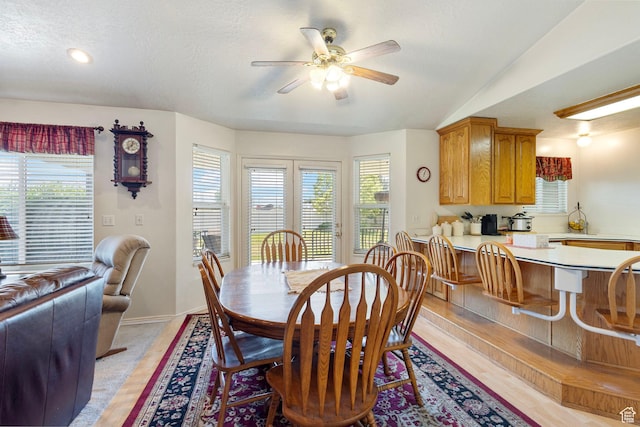 1202 N 2155 W, Clinton, UT 84015 - dining space with a ceiling fan, baseboards, a textured ceiling, and recessed lighting