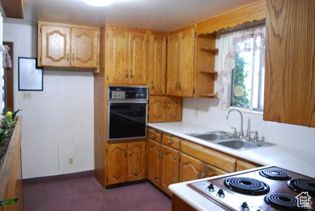 385 E 300 N, Spanish Fork, UT 84660 - kitchen with black oven, a sink, range, and light countertops