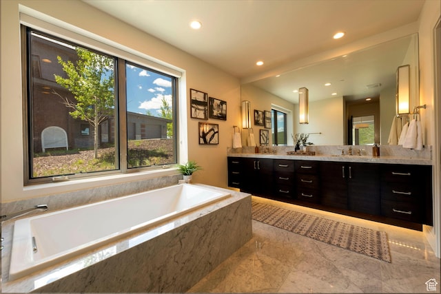 6650 Golden Bear Loop, Park City, UT 84098 - full bath with double vanity, a bath, and recessed lighting