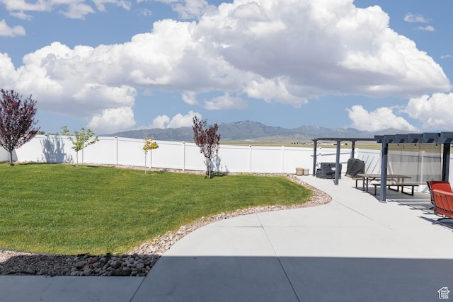 7709 N Seabiscuit Rd, Eagle Mountain, UT 84005 - view of yard featuring a patio and a mountain view