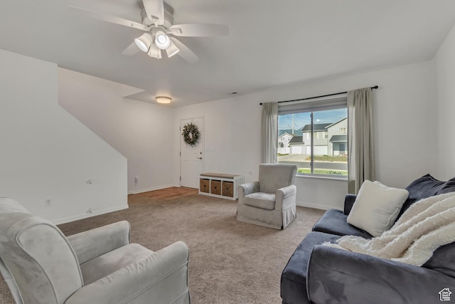 856 S 1580 W, Lehi, UT 84043 - living area featuring carpet floors, ceiling fan, and baseboards