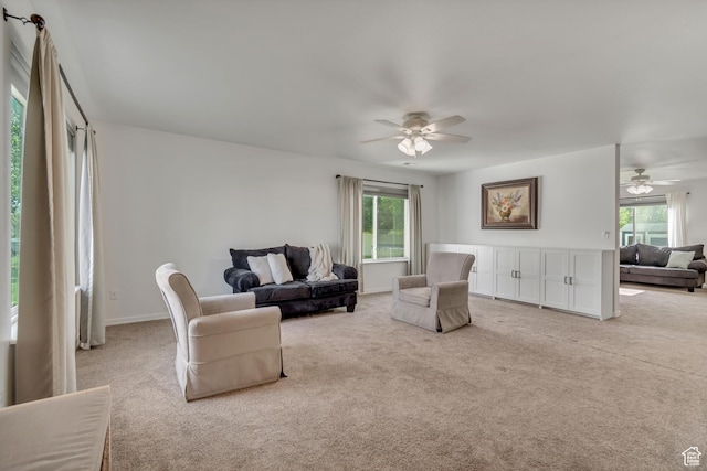 856 S 1580 W, Lehi, UT 84043 - carpeted living area with a ceiling fan and plenty of natural light