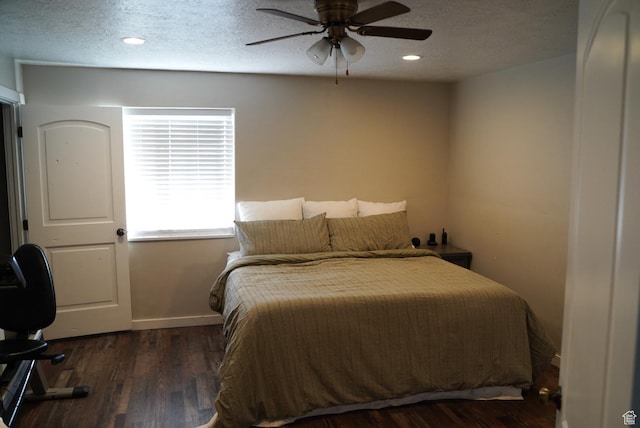 115 W 200 S, Wales, UT 84667 - bedroom with wood finished floors, a textured ceiling, recessed lighting, and ceiling fan