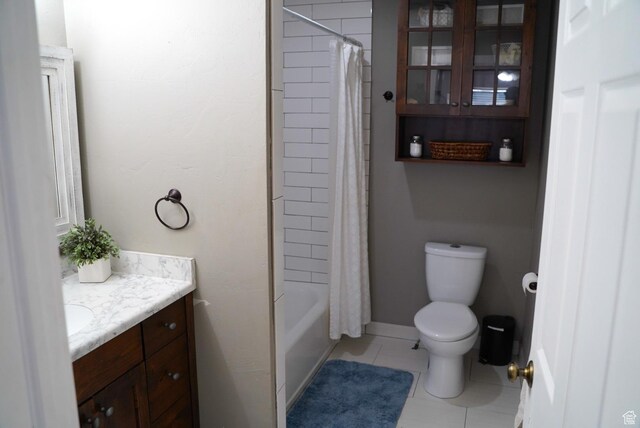 115 W 200 S, Wales, UT 84667 - bathroom featuring toilet, vanity, tile patterned floors, shower / bath combination with curtain, and baseboards