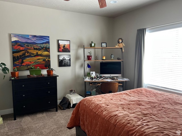9681 S Zakro Ln, South Jordan, UT 84095 - bedroom with carpet, multiple windows, baseboards, and ceiling fan