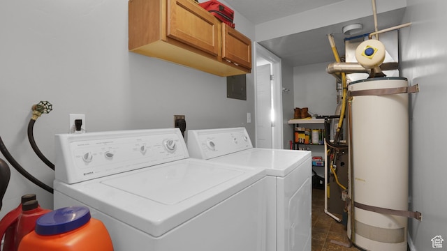 1280 W 300 S, Salt Lake City, UT 84104 - washroom with separate washer and dryer, cabinet space, dark stone finish floors, electric panel, and water heater