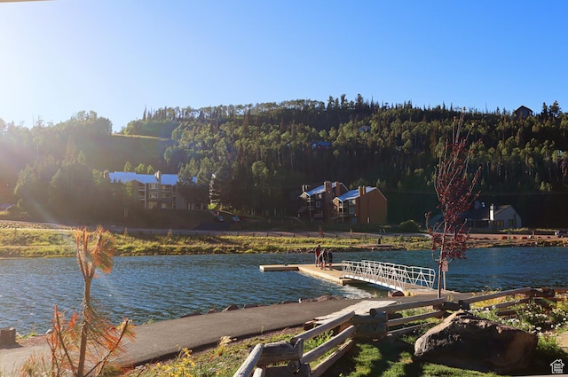 407 S Vasels Rd Unit 27, Brian Head, UT 84719 - water view with a dock and a forest
