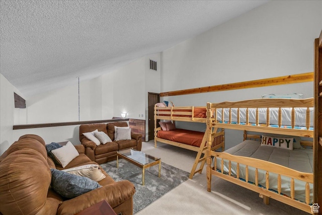 407 S Vasels Rd Unit 27, Brian Head, UT 84719 - carpeted bedroom featuring vaulted ceiling and a textured ceiling