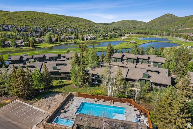 1709 Lakeside Cir, Park City, UT 84060 - aerial perspective of suburban area with a water and mountain view and a pool area
