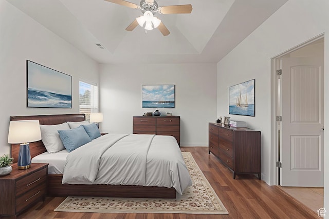 4236 N 2375 W, Cedar City, UT 84721 - bedroom with wood finished floors, a raised ceiling, and ceiling fan