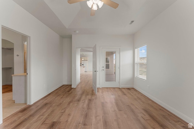 4236 N 2375 W, Cedar City, UT 84721 - spare room featuring ceiling fan, light wood-type flooring, arched walkways, and baseboards