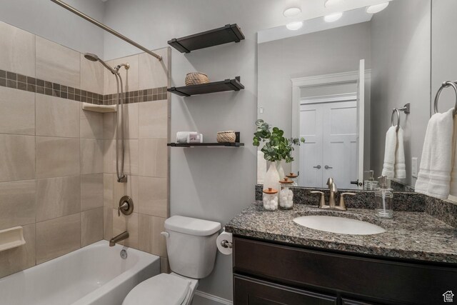 6035 Hidden Valley Rd, Mountain Green, UT 84050 - bathroom featuring vanity, shower / bath combination, and toilet