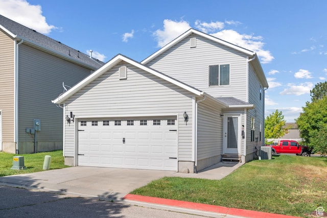 1722 N 80 E, Tooele, UT 84074 - traditional-style house with a front lawn, driveway, a garage, and cooling unit
