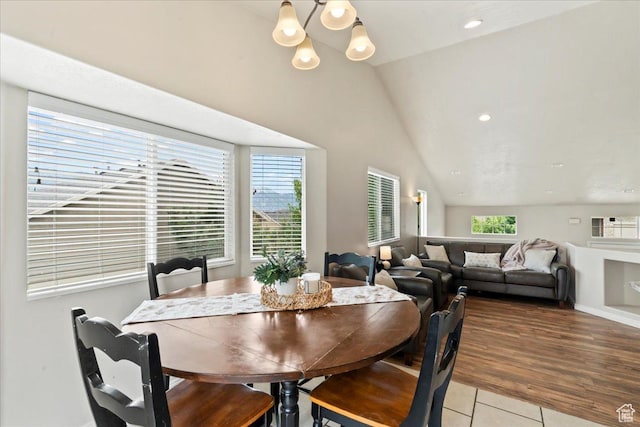 2167 E Eagle Chase Dr, Draper Ut Cnty, UT 84020 - dining space featuring vaulted ceiling, light tile patterned flooring, and recessed lighting