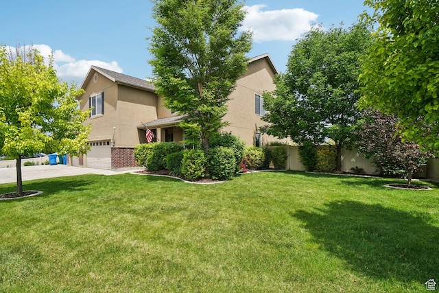 469 S Olive Way, Lehi, UT 84043 - view of front of property featuring stucco siding, an attached garage, concrete driveway, and brick siding