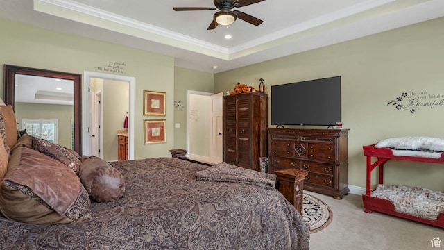 336 S 1400 W, Farmington, UT 84025 - bedroom with a tray ceiling, carpet flooring, ornamental molding, recessed lighting, and baseboards