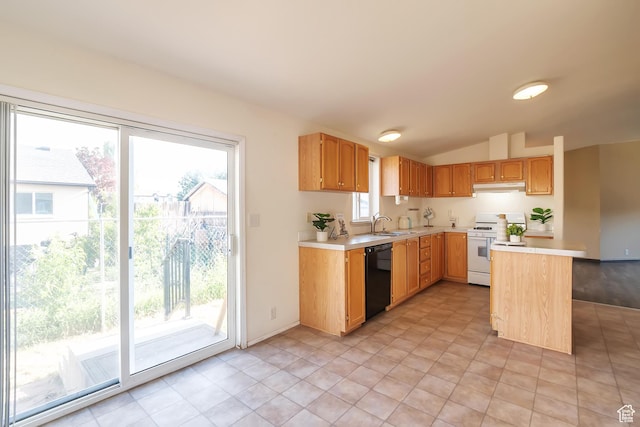 783 S 100 W, Payson, UT 84651 - kitchen with gas range gas stove, dishwasher, light countertops, under cabinet range hood, and lofted ceiling